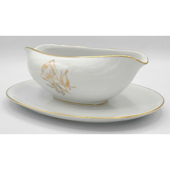 Vtg KPM Krister China Germany Sauce Gravy Boat and Creamer. Gold Rose Design - Picture 5 of 16